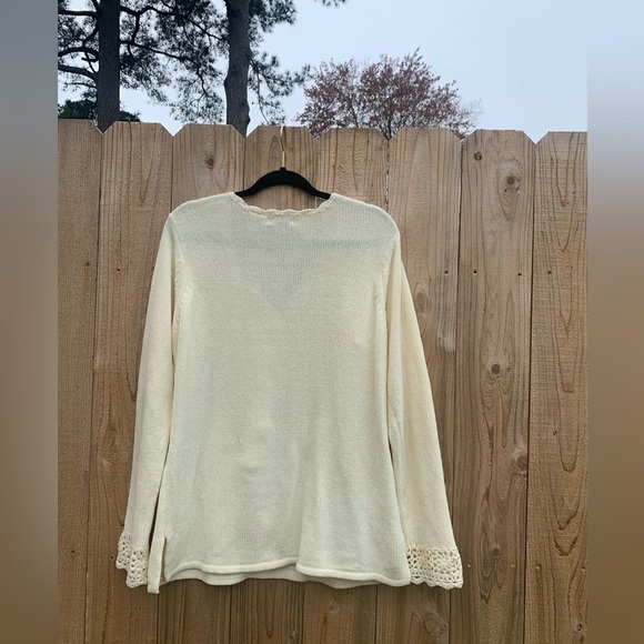 Vintage White Stag Cream Sweater- Size large‎ 12/14 pom pom Y2k cozy boho - Picture 8 of 11